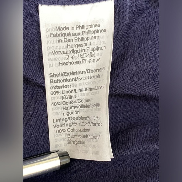 J. Crew Linen Cotton Tie Front Jumpsuit Navy Blue Wide-leg women’s Size 14 - Picture 8 of 13